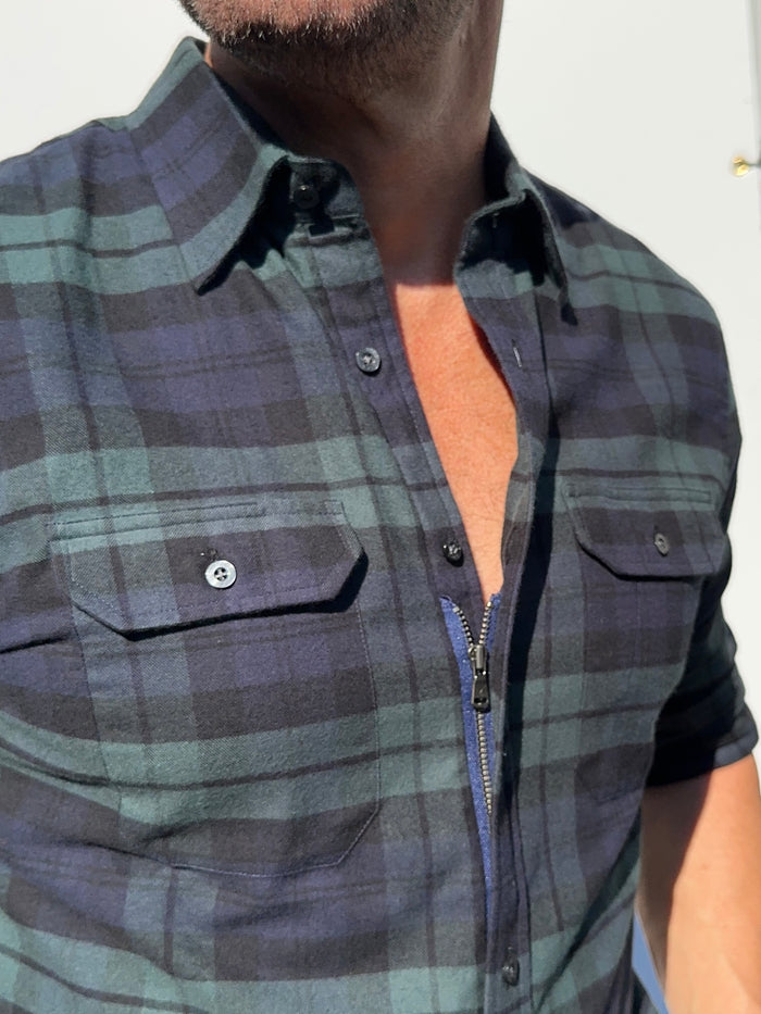 Forest, Navy & Black Utility Flannel - Sage Navy & Black Flannel