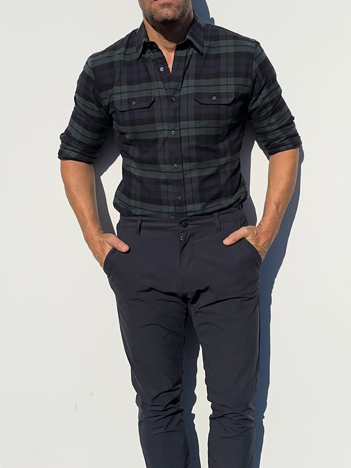 Forest, Navy & Black Utility Flannel - Sage Navy & Black Flannel