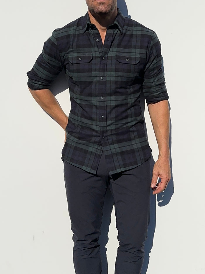 Forest, Navy & Black Utility Flannel - Sage Navy & Black Flannel