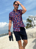 Geometric Flower Party Shirt - Red Geometric Flowers