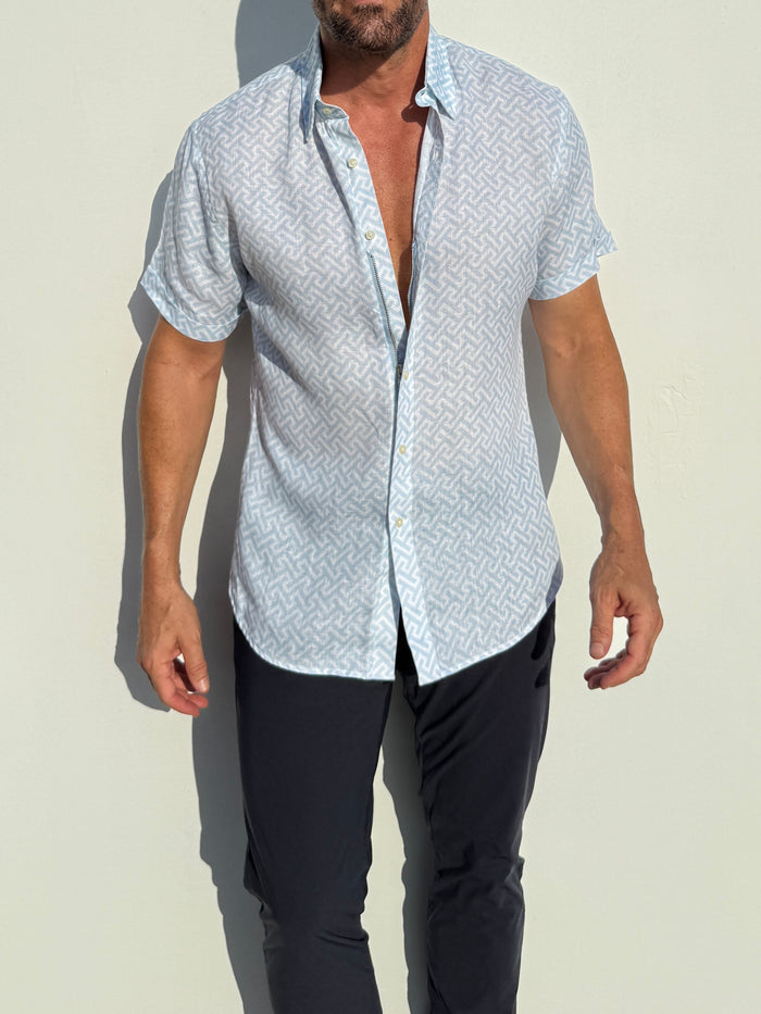 Geometric “T”s Party Shirt - Light Blue