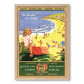 Gold Coast Beaches Are Calling Vintage Travel Poster Print A4 (21 x 29.7cm) / Natural Oak Frame / No Border from our Australian Made Framed Wall Art, Prints & Posters collection by Profile Australia