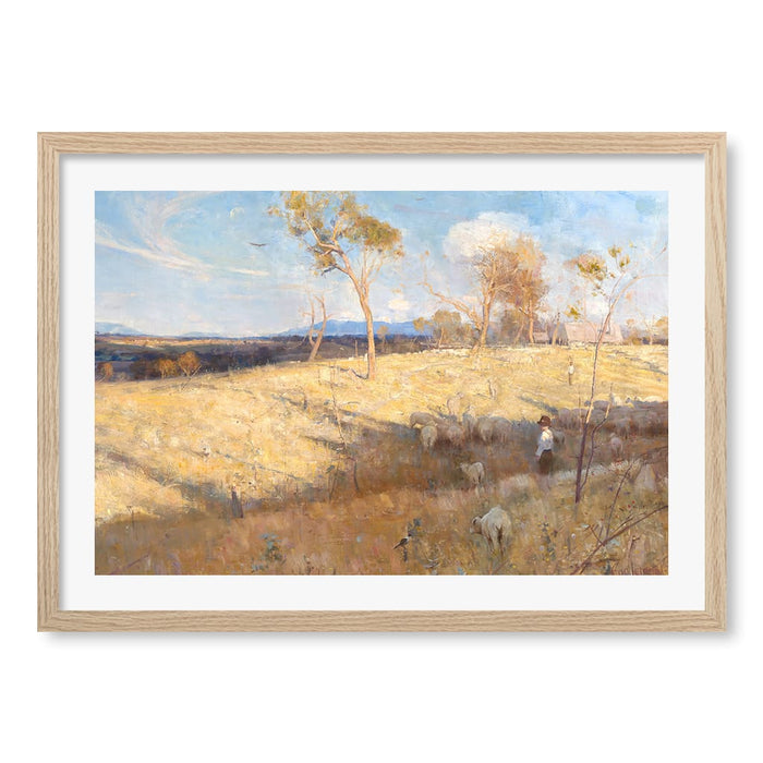 Golden Summer Eaglemont - Arthur Streeton Art Print A4 (21 x 29.7cm) / Natural Oak Frame / White Border from our Australian Made Framed Wall Art, Prints & Posters collection by Profile Australia