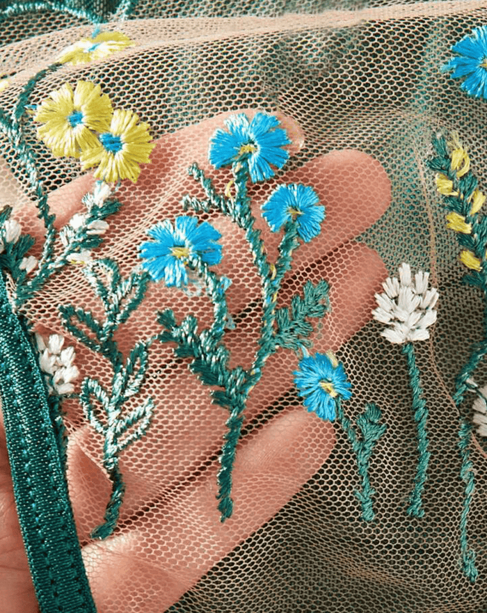 floral embroidered green lace sexy underwear
