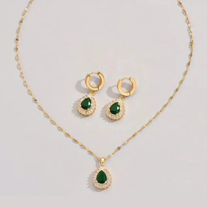 Helena | Gold-Tone Set Emerald with Accents