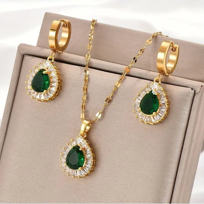 Helena | Gold-Tone Set Emerald with Accents
