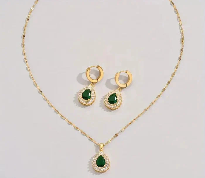 Helena | Gold-Tone Set Emerald with Accents