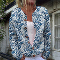 Hilkka - Blue Botanical Bird Cardigan