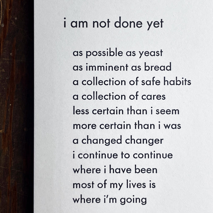“i am not done yet” notecard