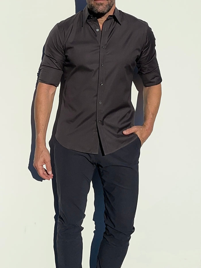 Incognito Stretch Poplin - Charcoal