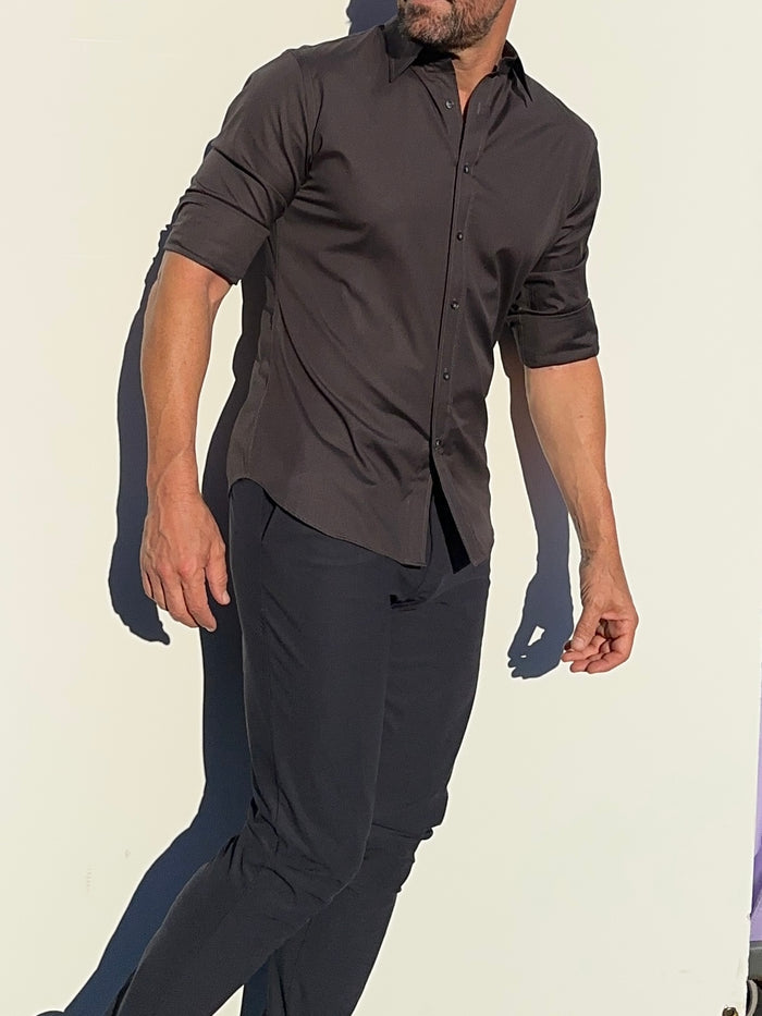 Incognito Stretch Poplin - Charcoal