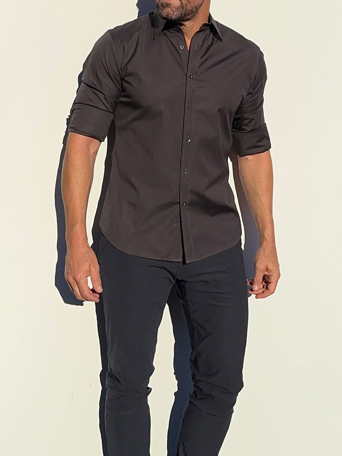Incognito Stretch Poplin - Charcoal