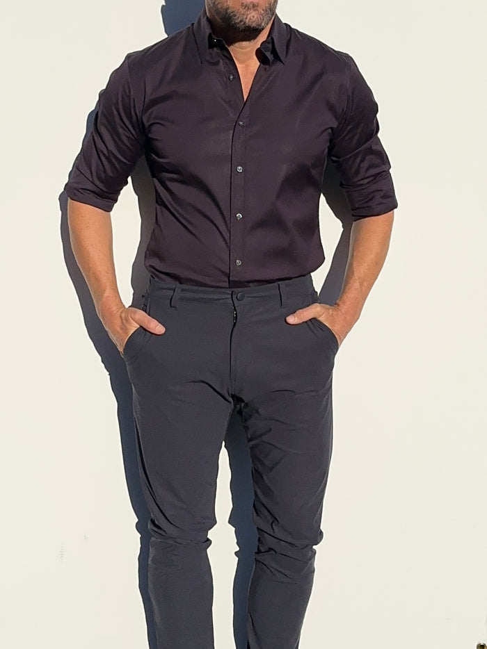 Incognito Stretch Poplin - Eggplant