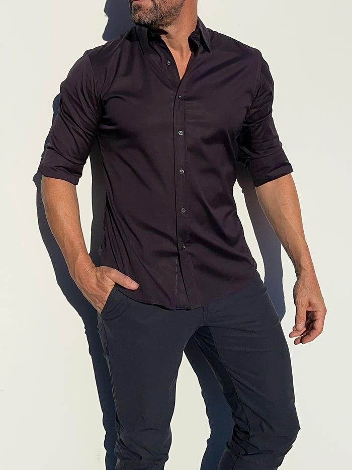 Incognito Stretch Poplin - Eggplant