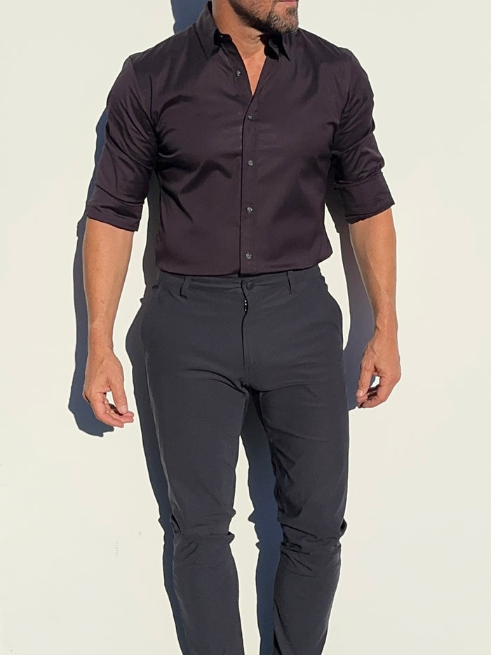 Incognito Stretch Poplin - Eggplant