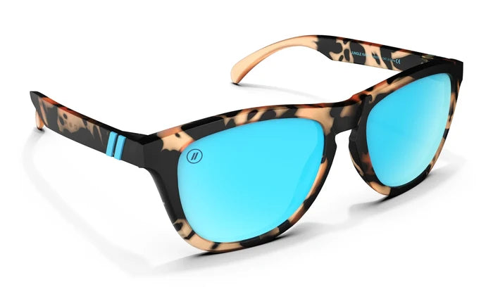 Jungle Rain Polarized Sunglasses - Crystal Orange & Black Tortoise Frame with Blue Mirror Lens Sunglasses | $38 US | Blenders Eyewear