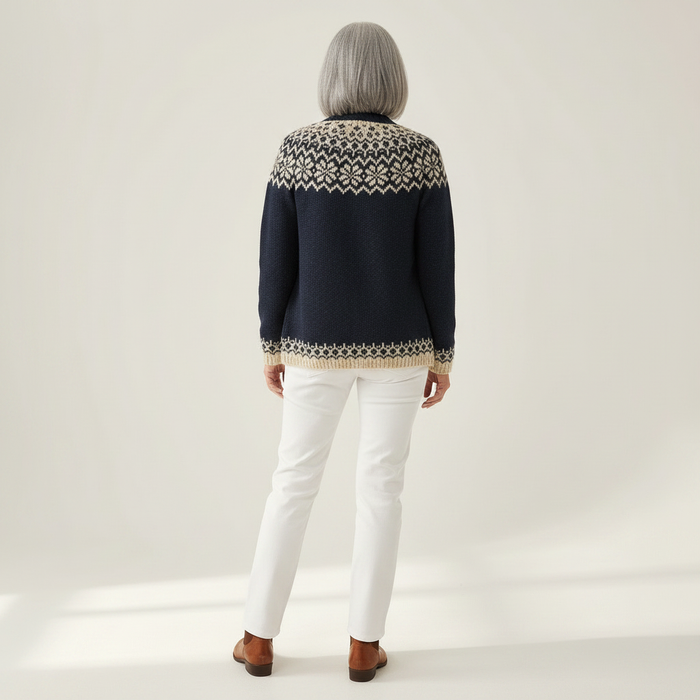 Kaija - Snowflake Yoke Cardigan in Navy