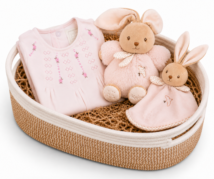 Kaloo and Emile Pink Baby Gift Basket