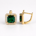 Klára | Gold-Plated Kateřina Earrings with Emerald Cubic Zirconia