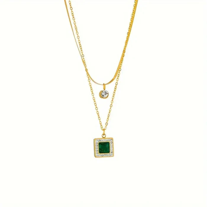 Klára | Gold-Plated Necklace with Emerald Pendant