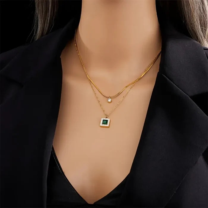 Klára | Gold-Plated Necklace with Emerald Pendant