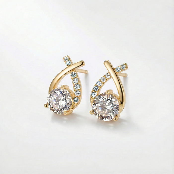 Leni | Gold-Plated Earrings with Cross Zirconia