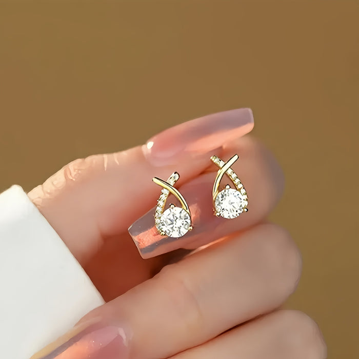 Leni | Gold-Plated Earrings with Cross Zirconia