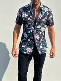 Lily Floral Party Shirt - Navy
