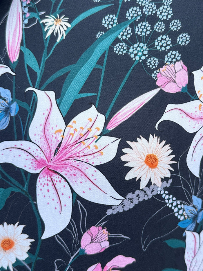 Lily Floral Party Shirt - Navy