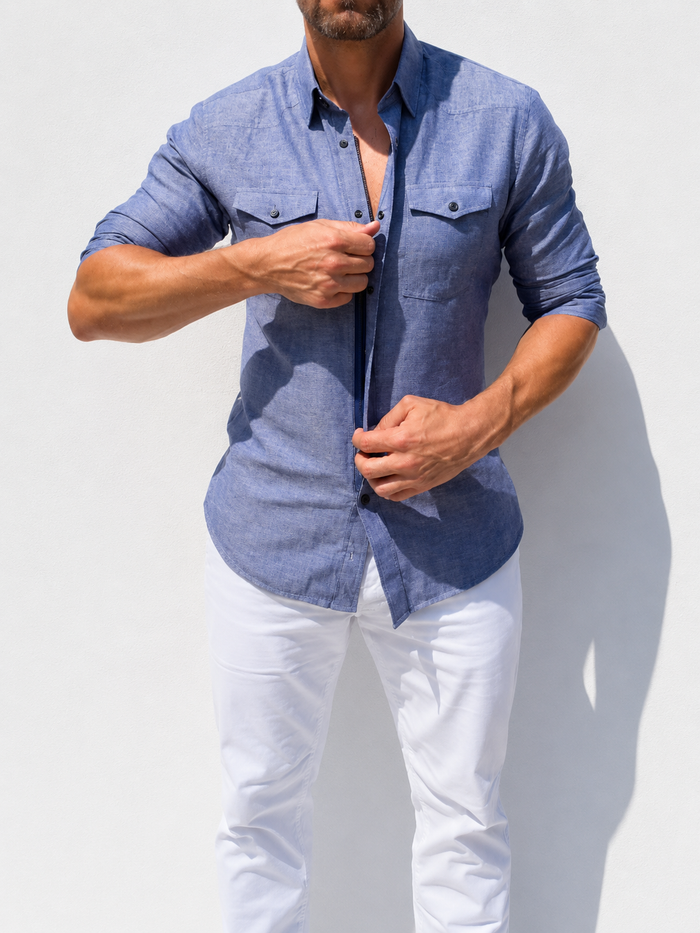 Linen Blend Western - Indigo- Small Batch #670