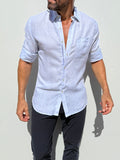 Long Sleeve 1-Pocket Linen - Pale Blue- Small Batch # 614