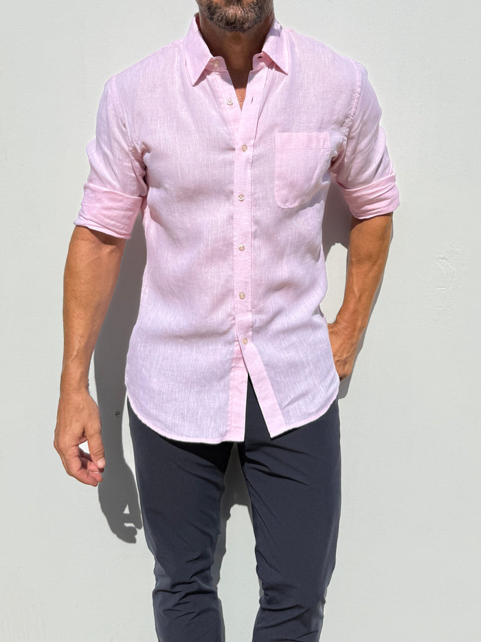Long Sleeve 1-Pocket Linen - Pink- Small Batch # 617