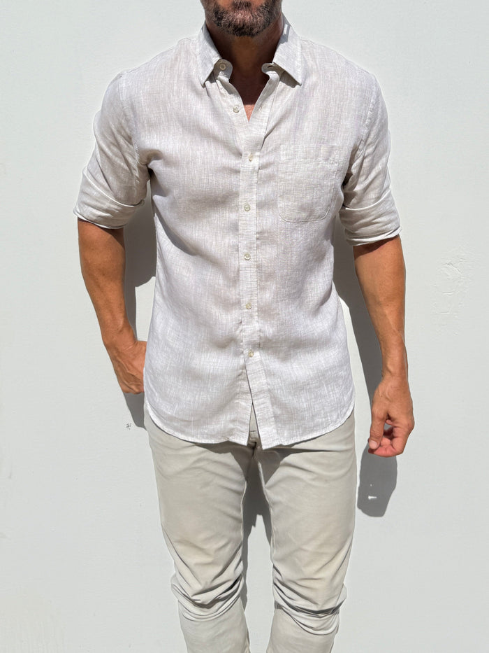 Long Sleeve 1-Pocket Linen - Stone- Small Batch # 613