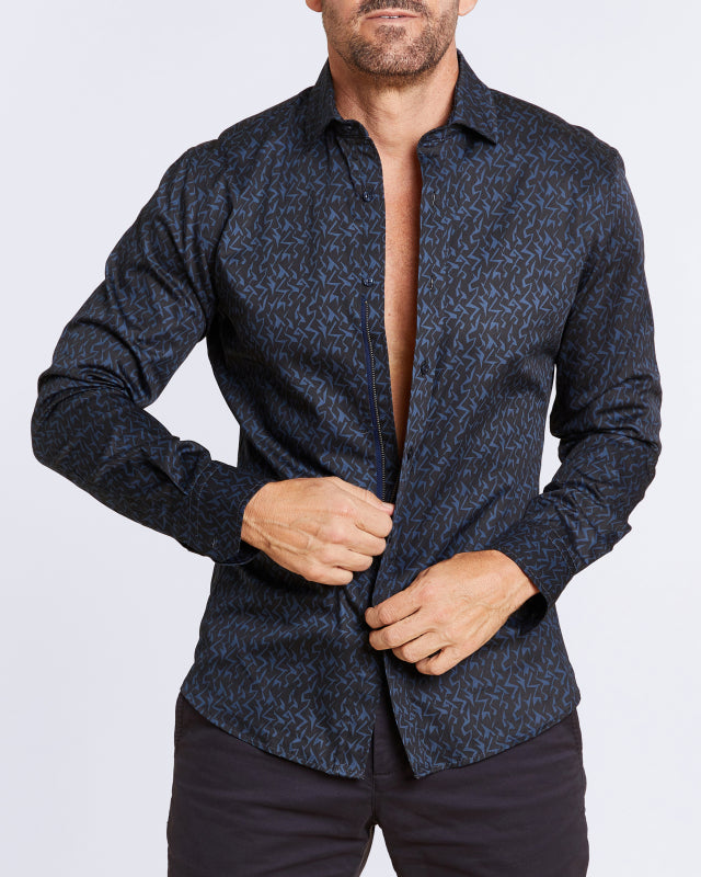 Midnight Lightning Party Shirt - Navy/Blue