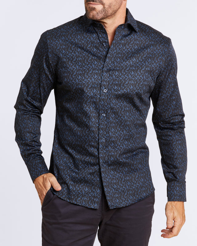 Midnight Lightning Party Shirt - Navy/Blue