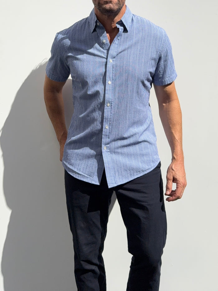 Mini-Gingham Seersucker - Navy- Small Batch #674