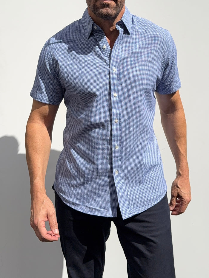 Mini-Gingham Seersucker - Navy- Small Batch #674