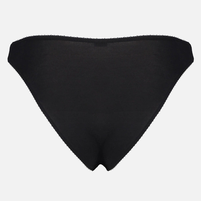 Videris Lingerie bikini knicker in black TENCEL™  mid-rise style with cheeky bottom coverage and soft elastics