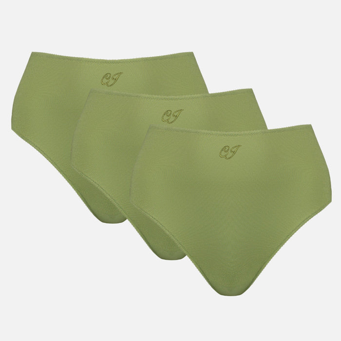 Monogram Whitney High Waist Bikini 3 Pack - Olive