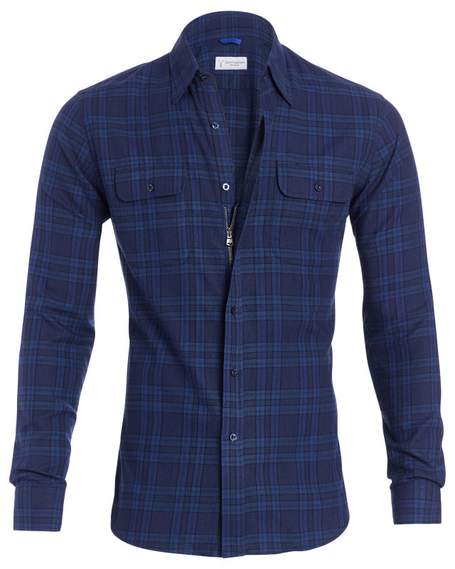 Navy & Blue Plaid Flannel - Navy & Blue