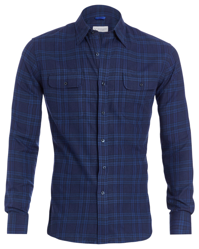 Navy & Blue Plaid Flannel - Navy & Blue