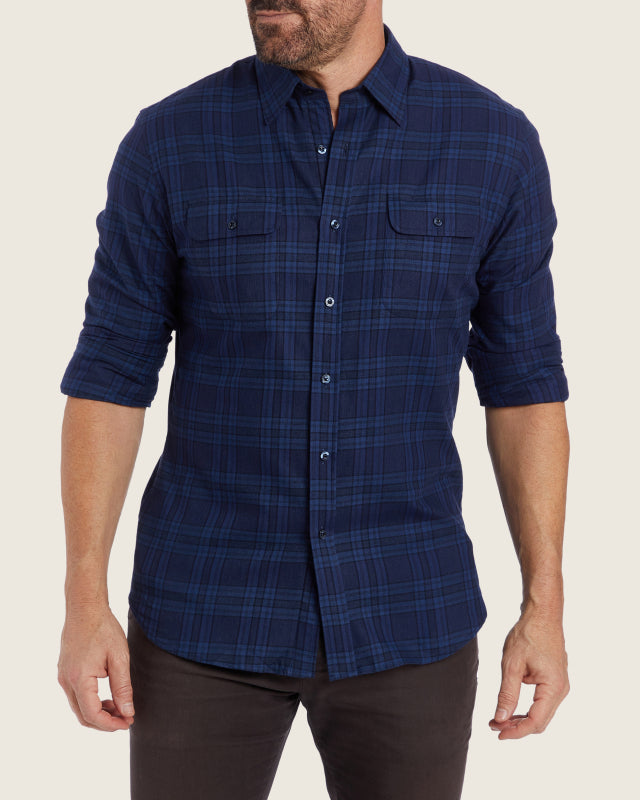 Navy & Blue Plaid Flannel - Navy & Blue