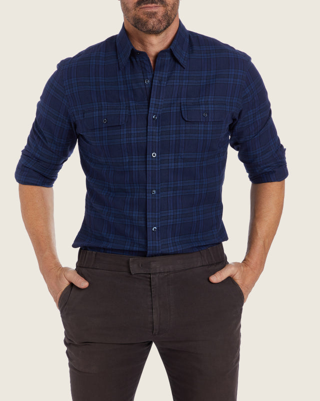 Navy & Blue Plaid Flannel - Navy & Blue