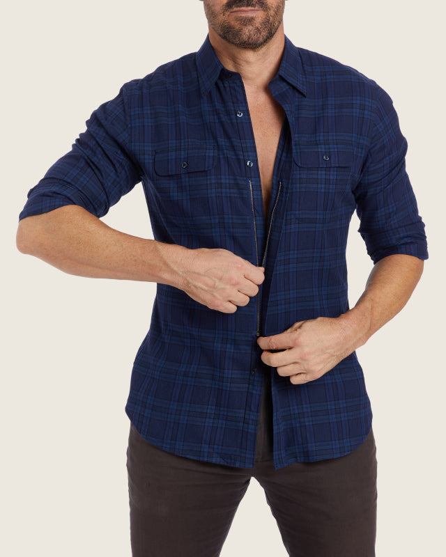 Navy & Blue Plaid Flannel - Navy & Blue