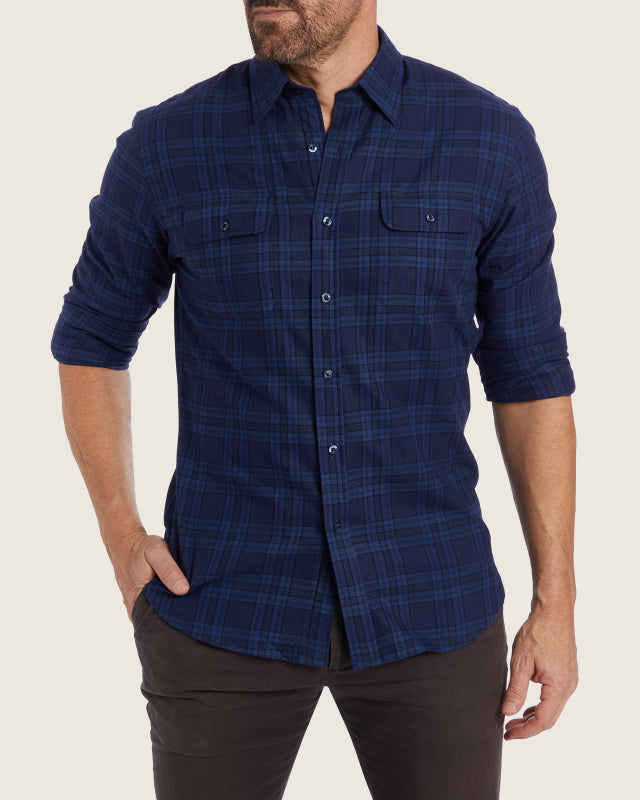 Navy & Blue Plaid Flannel - Navy & Blue