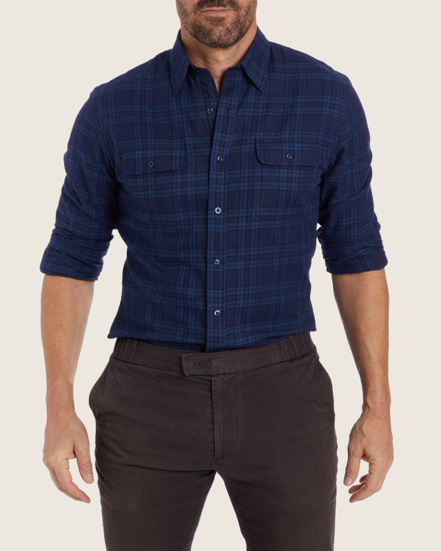 Navy & Blue Plaid Flannel - Navy & Blue