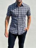 Navy & Gray Plaid Broadcloth - Navy & Gray Plaid Broadcloth