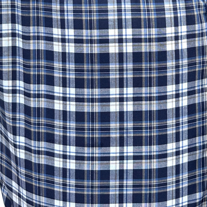 Navy & Gray Plaid Broadcloth - White & Blue Plaid