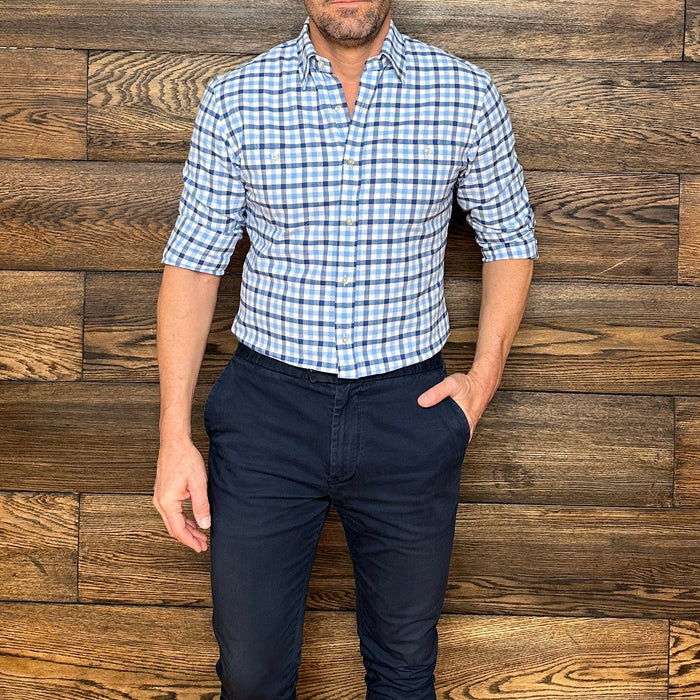 Navy, Pink & White Plaid Flannel - LB & Blue Navy Plaid