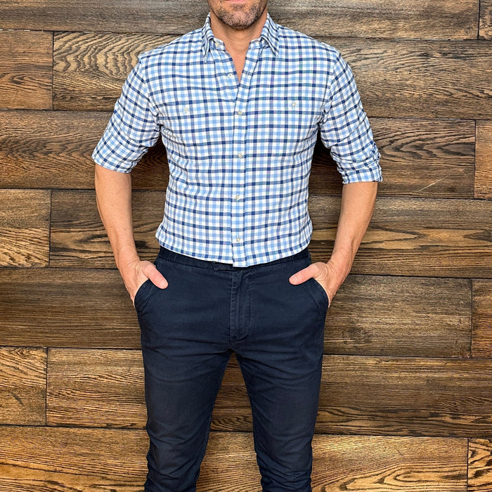 Navy, Pink & White Plaid Flannel - LB & Blue Navy Plaid